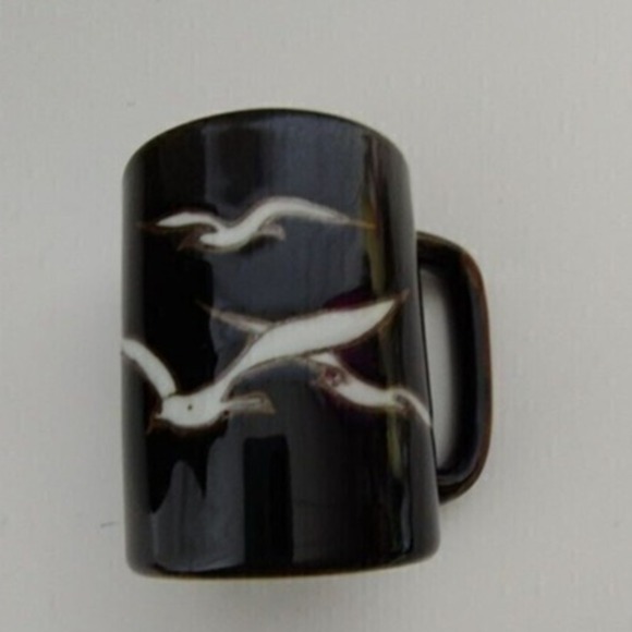 Ceramic Coffee Mug Brown Glazed with Seagull Design Coastal Decor - Picture 6 of 9